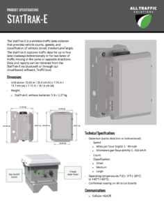 StatTrak-E traffic counter specifications sheet